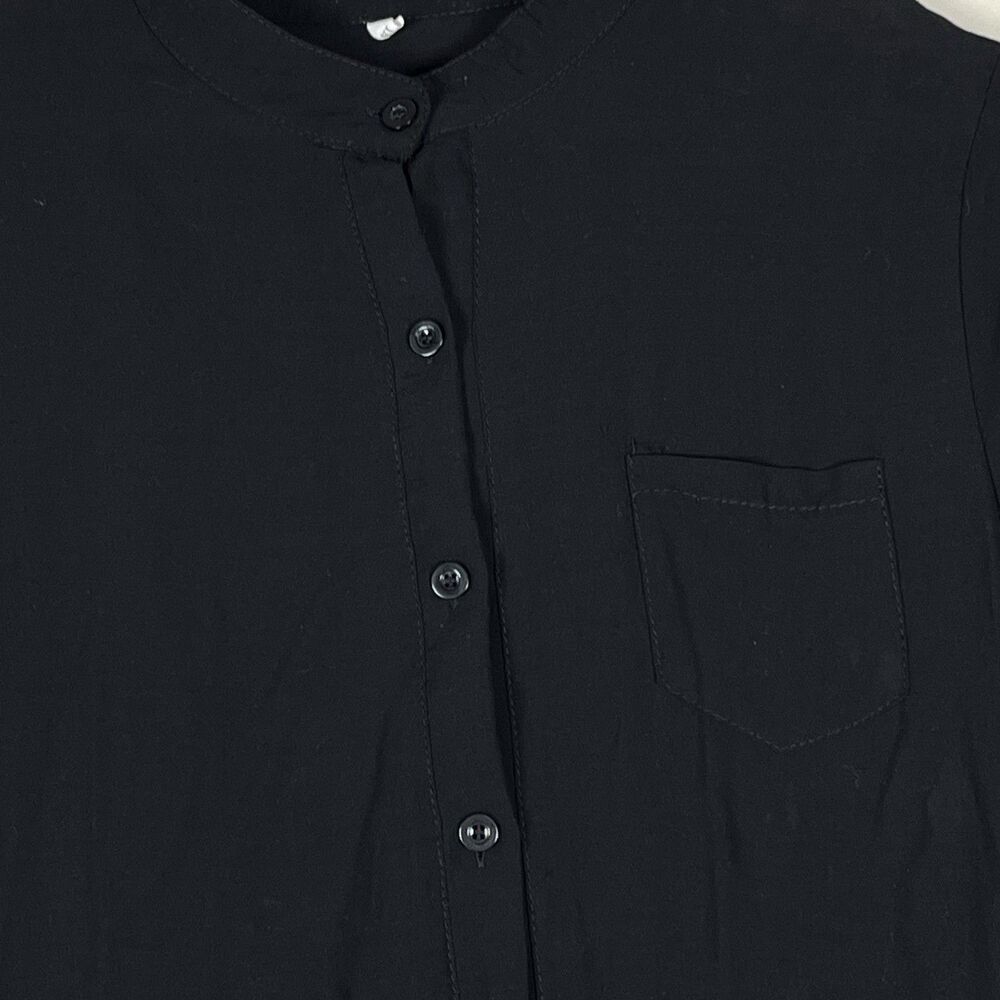 Womens Black Maxi Dress Long Sleeve Modest Abaya Style Button Front Pocket - Picture 6 of 10